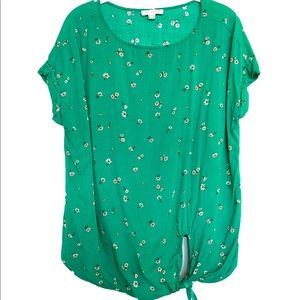 beachlunchlounge Green Daisy Front-Tie Tee Size M